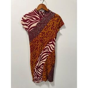 Urban Outfitters Nina Spliced Bodycon Mixed Animal Print Mini Dress Medium